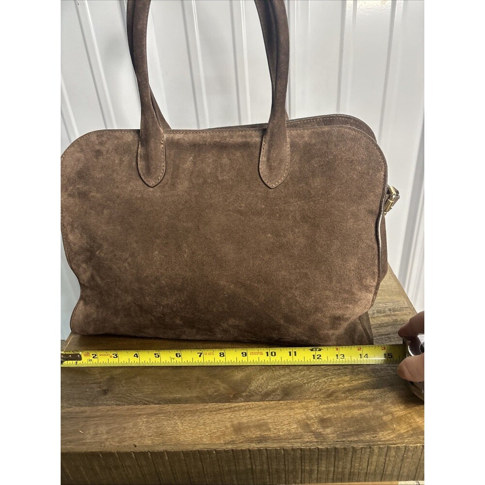 Claudia Firenze Dark Chocolate Suede Bag Tote Italian Leather-No Crossbody Strap - Picture 12 of 13